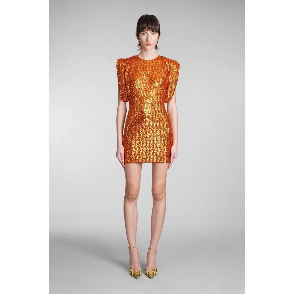 THE ATTICO Annie Mini Dress Orange Sequin - Picture 6 of 7